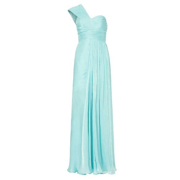 Badgley Mischka Blue Draped One-Shoulder Evening Gown – Women’s Size 8 - Picture 5 of 10